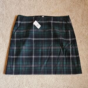 LOFT Green and Black Plaid Mini Skirt